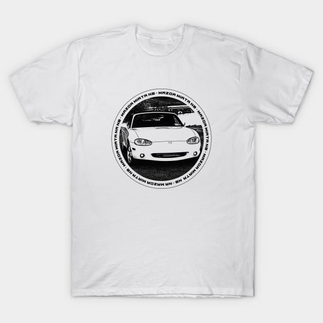 Mazda Miata MX-5 NB Black 'N White 4 T-Shirt by Cero